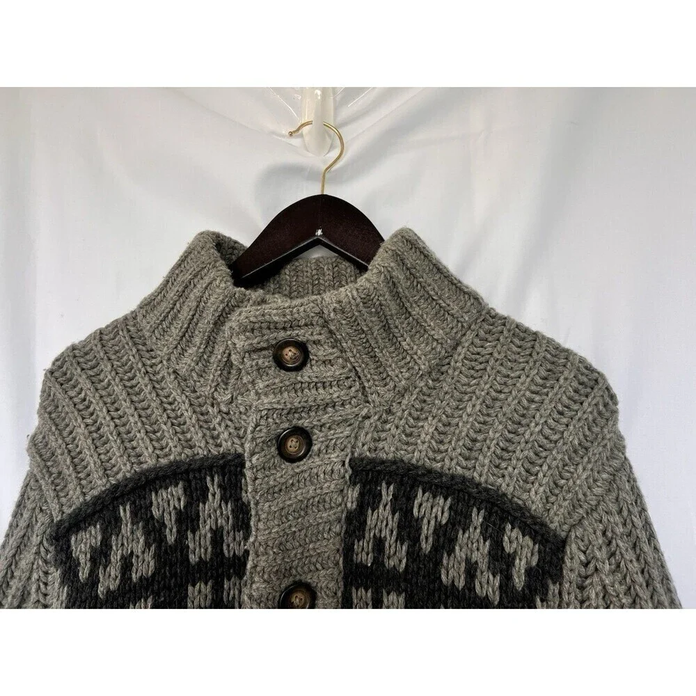 Hollister West Coast Hand Knit Sweater Aztec Cardigan Chunky Thick Western